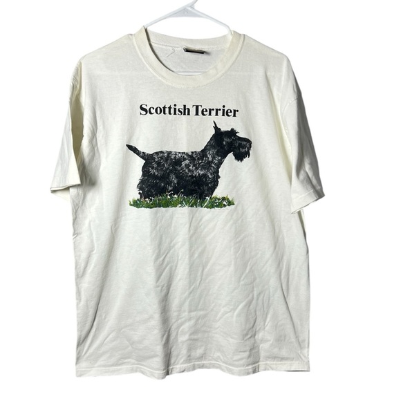 Vintage 90s Scottish Terrier Touch of Gold by Spring Ford Graphic Tee Large - Picture 1 of 9
